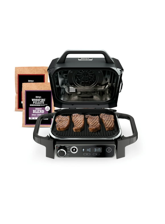 Ninja Woodfire Outdoor Grill & Smoker, 7-in-1 Master Grill, BBQ Smoker and Air Fryer with Woodfire Technology