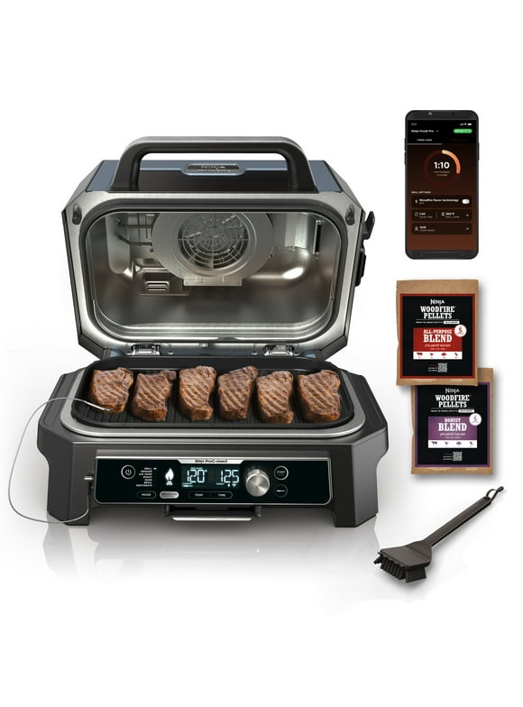 Ninja Woodfire ProConnect XL Outdoor 7-in-1 Grill & Smoker, App Enabled, Outdoor Air Fryer, Woodfire Technology, OG900