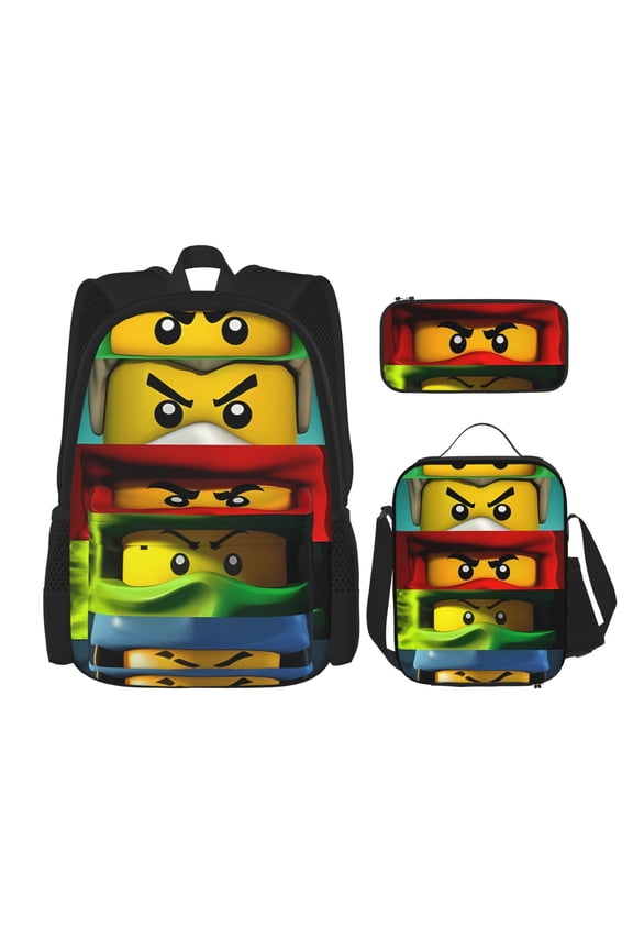 Ninjago 17 Inch Backpack With Lunch Bag Pencil Case Set bag Lunch Box Pen Case 3 Pieces