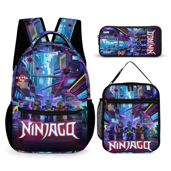 Ninjago 3 Pcs Backpack Set With Lunch Bag And Pencil Case Casual Bookbag Lunch Box Pencil Box