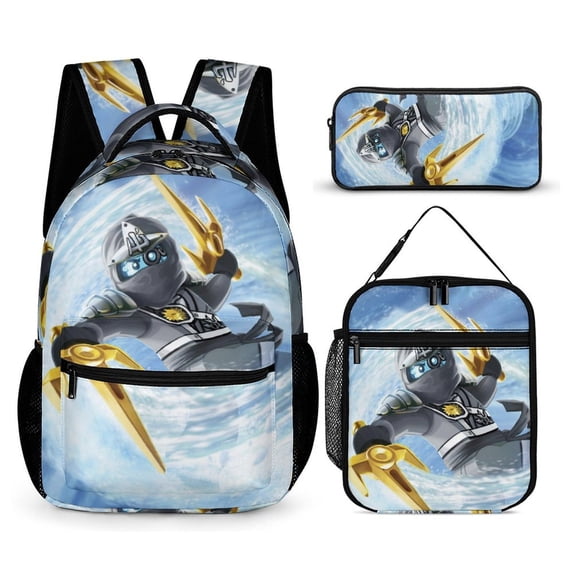 Ninjago 3 Pcs Backpack Set With Lunch Bag And Pencil Case Casual Bookbag Lunch Box Pencil Box