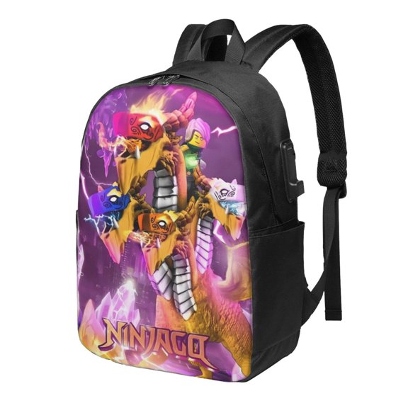 Ninjago Backpack For Men Women Teen , Water Resistant Casual Daypack Fits Laptop With Usb Charging Port,17 In Bookbag For Travel,Hiking,Gift