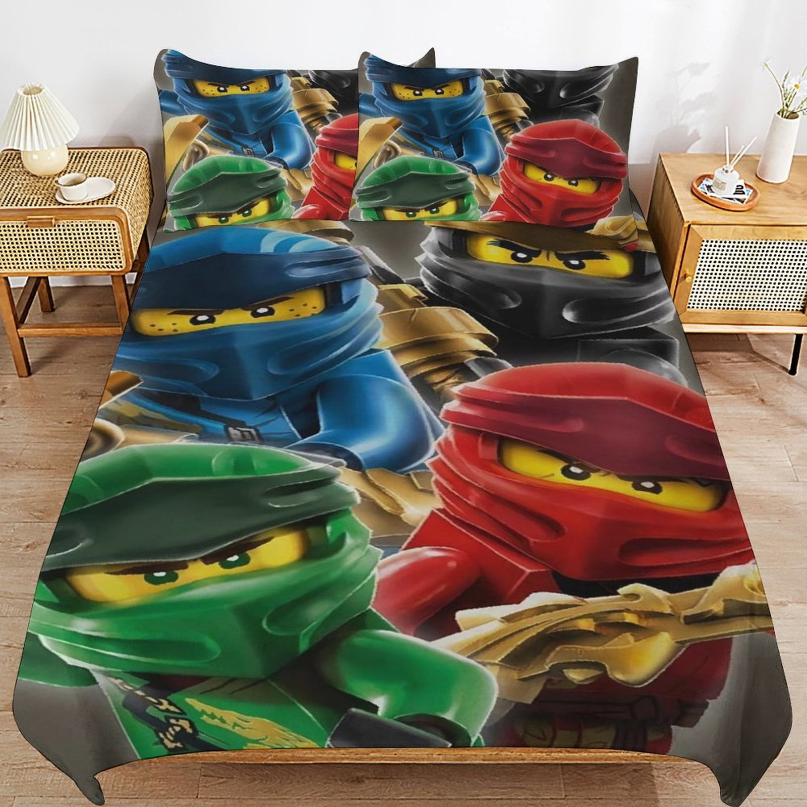 Ninjago Cartoon Piece Bedding Set, Cute Anime Printed Duvet