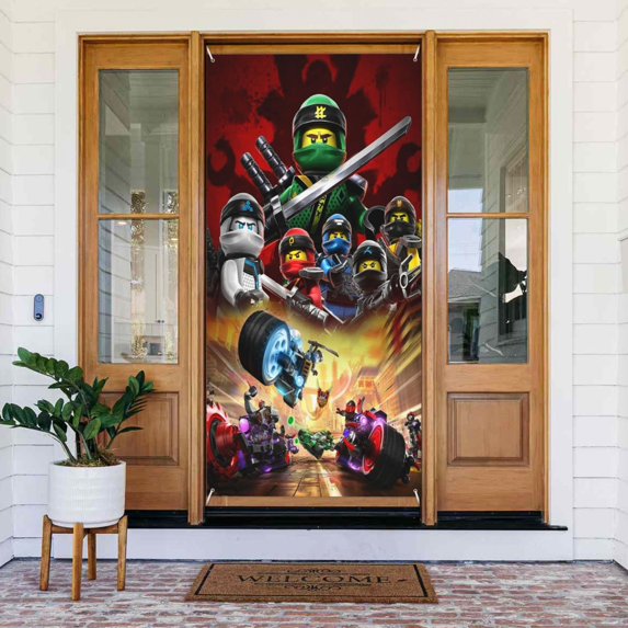 Ninjago Door Cover Decorations Door Banner Porch Sign Banner For Indoor Outdoor Wall Home Party Supplies 72.8 x 35.4 Inch