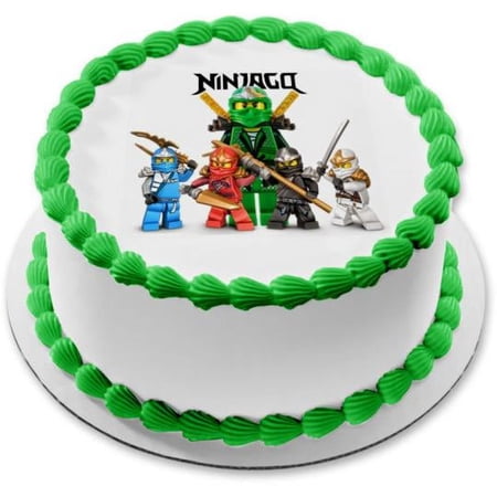 Ninjago Logo Kai Zane Cole Jay Lloyd Edible Cake Topper Image 8 in Round ABPID06254