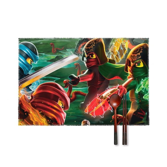Ninjago Placemats Set of 4, 12x18 Inch Table Mat for Outdoor Indoor Home Party Kitchen Dining Decoration Washable Place Mats