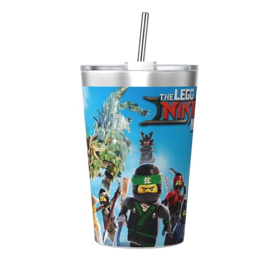 Ninjago Thermos Cup Portable Insulated Water Bottles 12OZ Conical Thermos With Straw Unisex Stainless Steel Coffee Mug