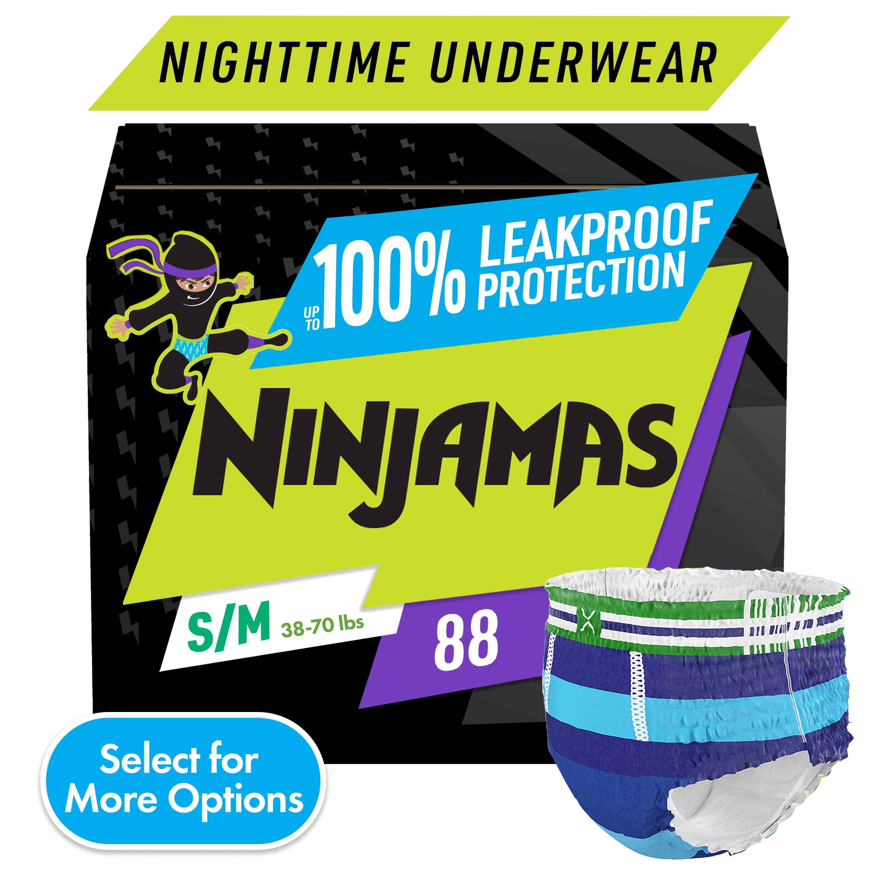 Ninjamas Nighttime Bedwetting Underwear Boy Size Sm 88 Count Select For More Options 7264