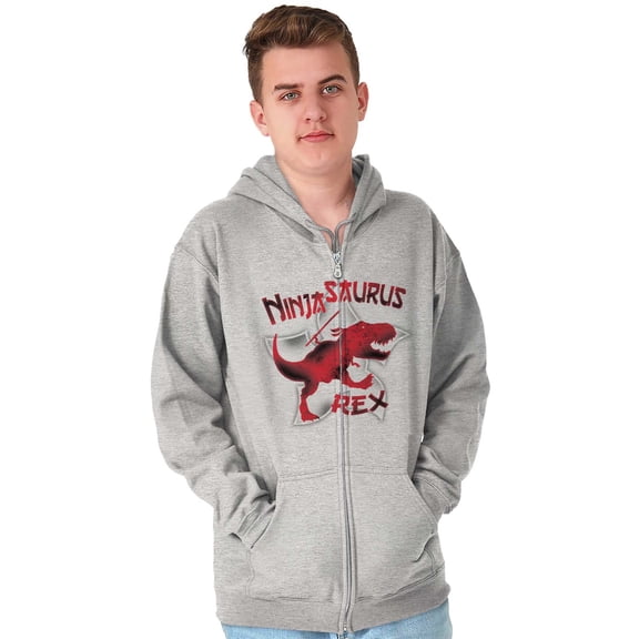 Ninjasaurus Rex Tyrannosaurus Turtle Men's Big & Tall Graphic Zip Up Hoodie Brisco Brands 4X