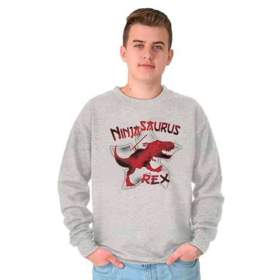 Ninjasaurus Rex Tyrannosaurus Turtle Men's Crewneck Sweatshirt Brisco Brands L