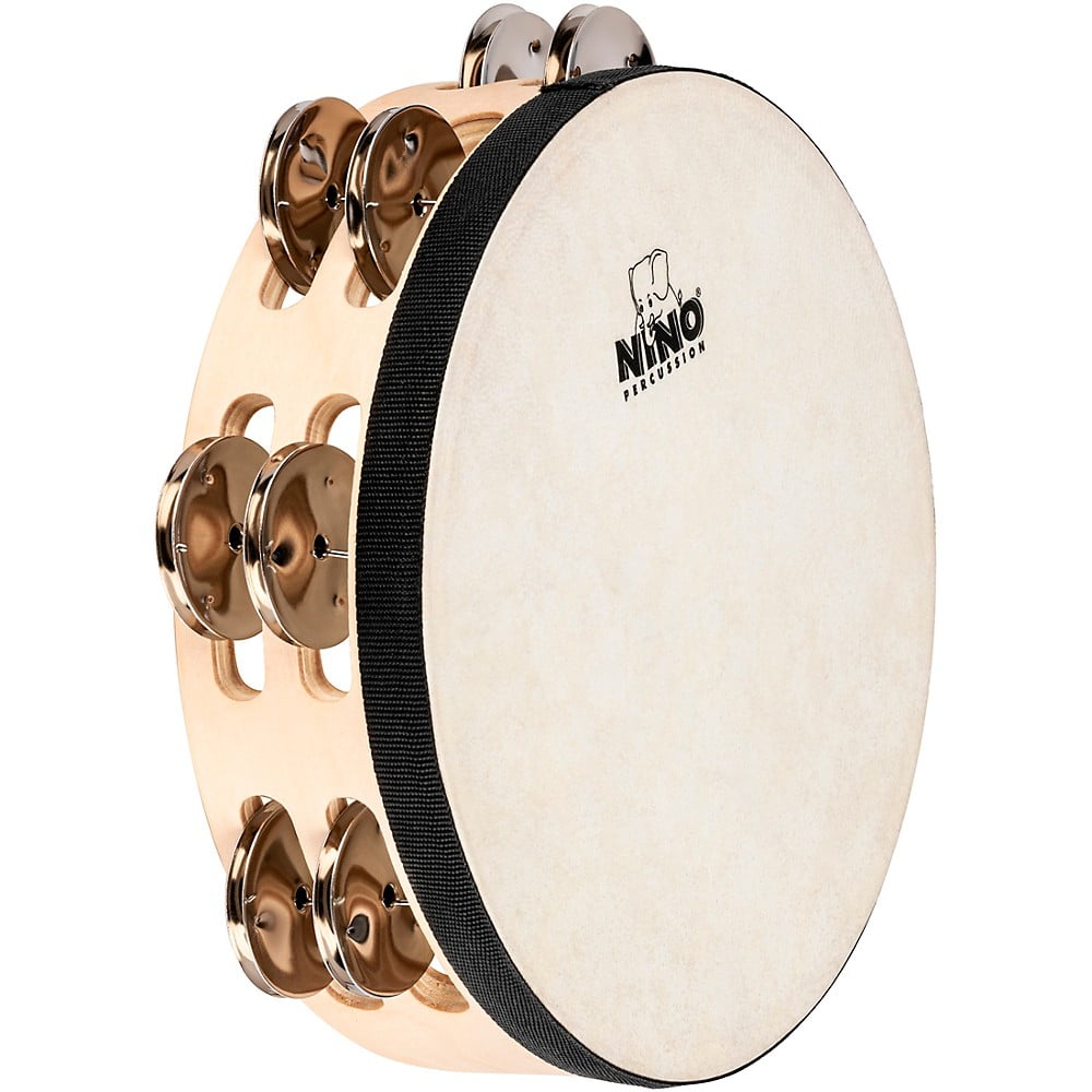 Nino Double Row Headed Wood Tambourine, Natural 8 in.