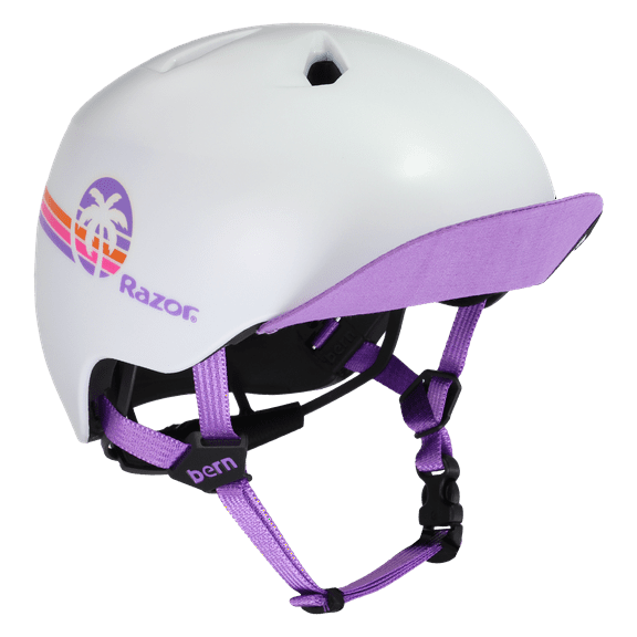 Nino Razor Satin White Purple Sunset Helmet w/ Visor - S/M