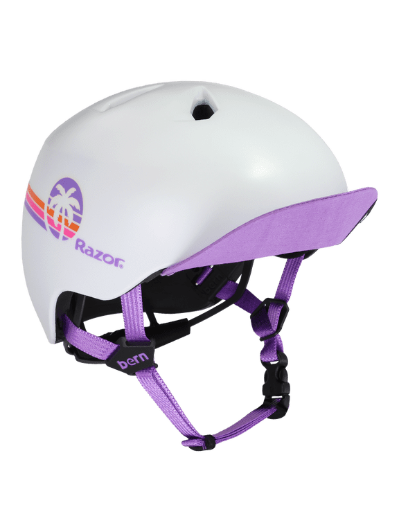 Nino Razor Satin White Purple Sunset Helmet w/ Visor - S/M