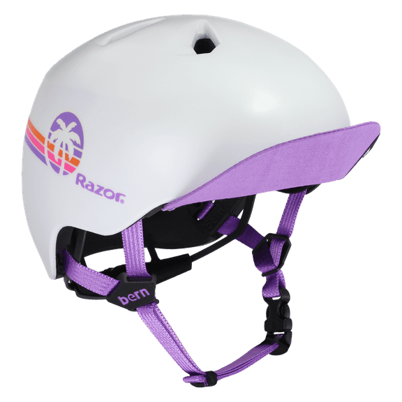 Nino Razor Satin White Purple Sunset Helmet w/ Visor - XS/S
