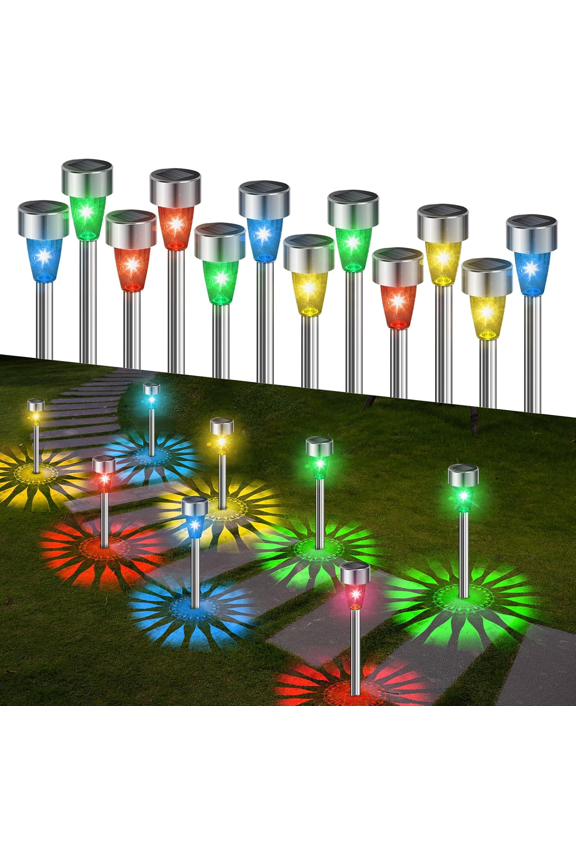 12 Pack Solar Garden Lights, IP65 Waterproof Solar Pathway Lights, Solar Landscape Lighting Lights, Solar Lights Outdoor for Outside Yard Driveway Patio Lawn Walkway Decorations