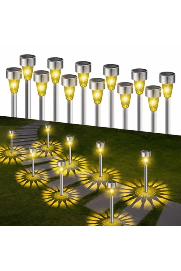 12 Pack Solar Garden Lights, IP65 Waterproof Solar Pathway Lights, Solar Landscape Lighting Lights, Solar Lights Outdoor for Outside Yard Driveway Patio Lawn Walkway Decorations