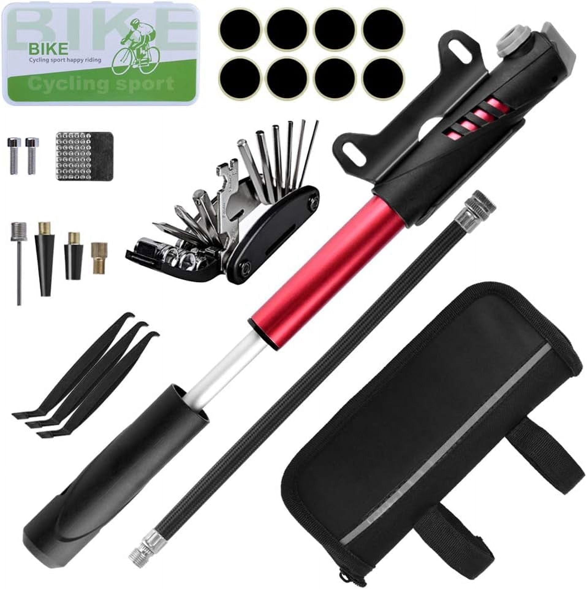 Ninonly 16 in 1 Bicycle Tool Kit, Bike Tire Repair Tool Panniers with Mini Pump, Multifunction Cycling Mechanic Repair Tool with Tire Patch, Portable Bag