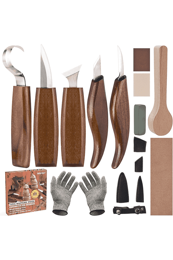 18Pcs Wood Carving Tools Set, Wood Carving Kit Include Hook Carving Knife,Detail Knife,Whittling Knife,Oblique Knife,Trimming Knife,Chip Knife, Wood Chisels Set for Beginners Woodworking