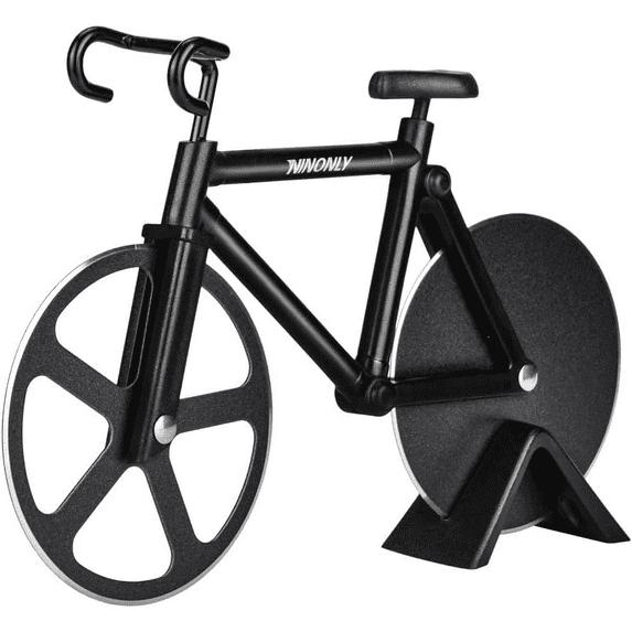 Ninonly Bicycle Pizza Cutter,Non-stick Bike Pizza Slicer, Dual Stainless Steel Cutting Wheels best for Pizza Lovers,Holiday Vacation Funny Black Elephant Gifts Exchange Kitchen Gadget Cool Men's Gift