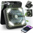 thumbnail image 1 of Ninonly Solar Powered Camping Fan, 12000mAh Portable Tent Fan with LED Light, 4 Speeds & 3 Timers, USB Rechargeable Fan,Green, 1 of 8