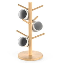 Ninonly Coffee Mug Holder Tree,Coffee Cup Holder Stand with 6 Hooks, Non-Slip Coffee Mug Rack for Counter, Coffee Bar Accessories, Home Kitchen Organizer（Natural Colour）