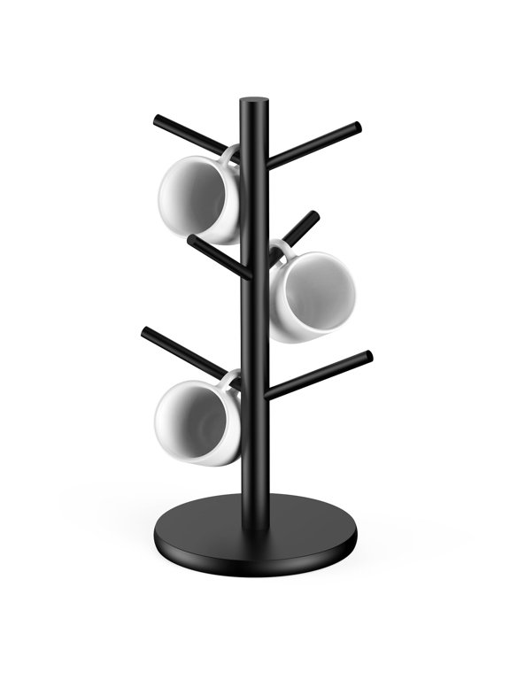 Coffee Mug Holder Tree,Coffee Cup Holder Stand with 6 Hooks,Non-Slip Coffee Mug Rack for Counter,Coffee Bar Accessories,Home Kitchen Organizer