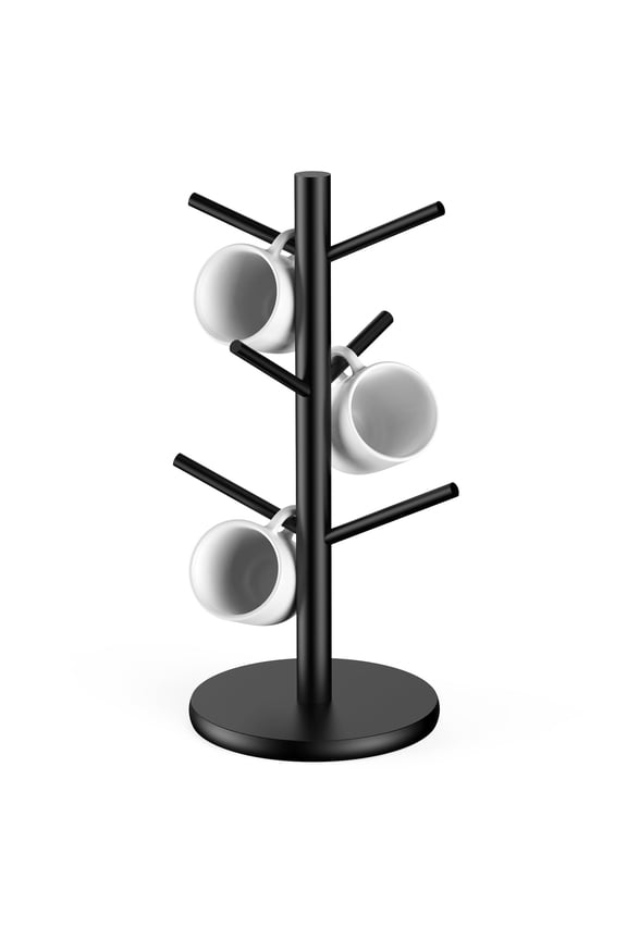 Coffee Mug Holder Tree,Coffee Cup Holder Stand with 6 Hooks,Non-Slip Coffee Mug Rack for Counter,Coffee Bar Accessories,Home Kitchen Organizer