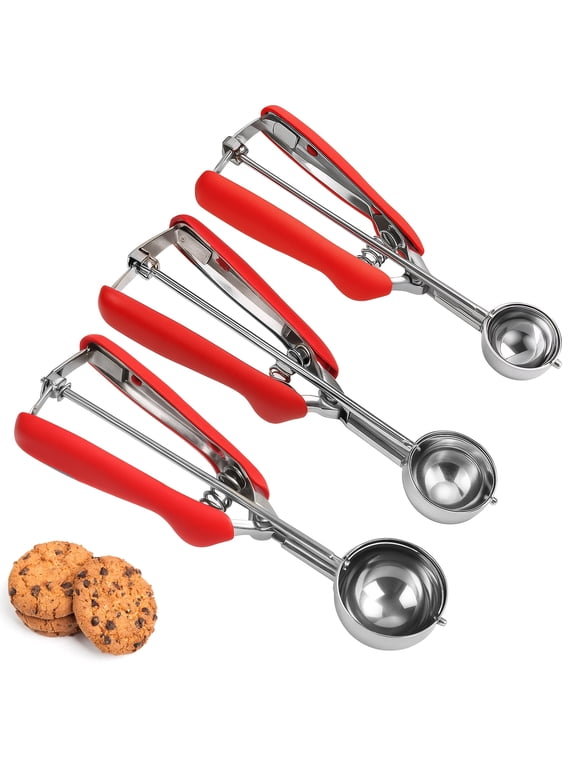 Cookie Scoop Set of 3, Stainless Steel Ice Cream Scoop, for Cookie Cupcake Ice Cream Muffin Truffles