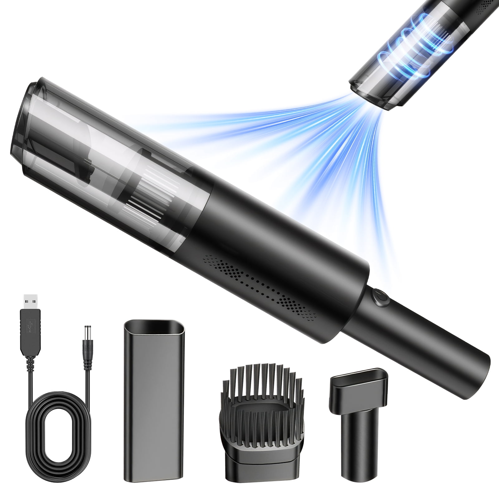 Ninonly Cordless Handheld Vacuum, Portable Car Vacuum Cleaner 9000PA Suction Rechargeable with USB Charge, High Power Hand Held Vacuum Cleaner for Home Office Pet Black