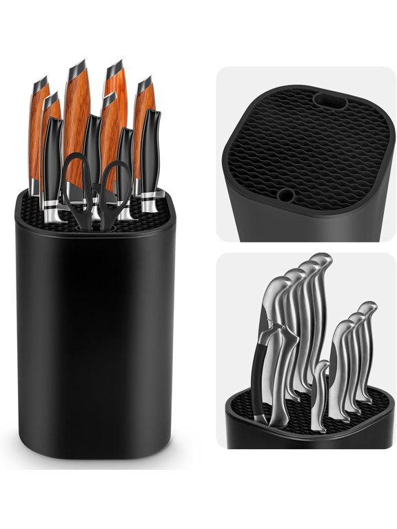 Knife Block Without Knives 2 in 1 Universal Square Knife Holder for Kitchen with Scissors Slot Space Saving Detachable Kitchen Knife Storage