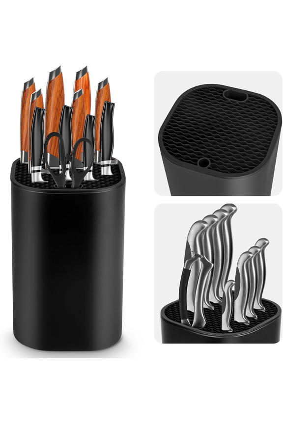 Knife Block Without Knives 2 in 1 Universal Square Knife Holder for Kitchen with Scissors Slot Space Saving Detachable Kitchen Knife Storage
