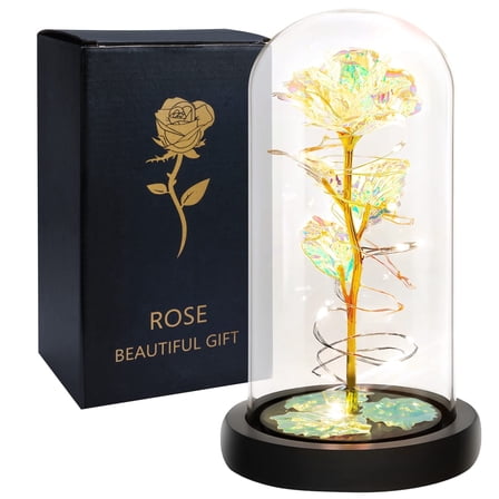 Ninonly Mothers Day Gift Rose Light Gifts for Women,Colorful Rainbow Artificial Rose Flower with LED,Galaxy Rose Gifts for Mom Girlfriend Wife Valentine Day Wedding Anniversary Birthday Christmas