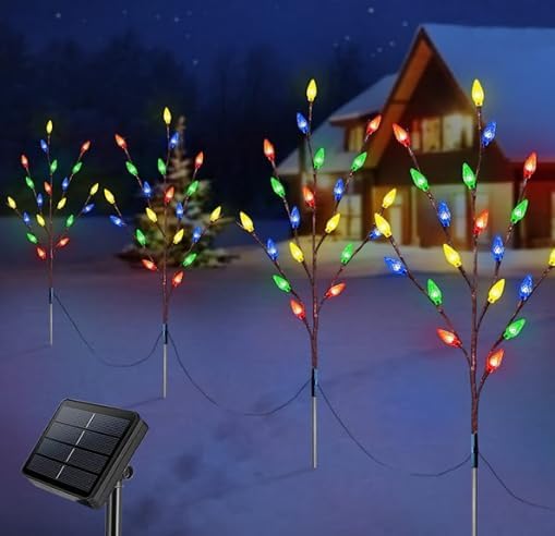 Kerstverlichting voor buiten, leds op zonne-energie, kerstverlichting met zonnepaneel, zonnelampen voor de tuin, kerstboom met lichtslinger op zonne- energie (warmwit Kerstverlichting voor buiten, leds op zonne-energie, kerstverlichting met zonnepaneel, zonnelampen voor de tuin, kerstboom met lichtslinger op zonne- energie (warmwit