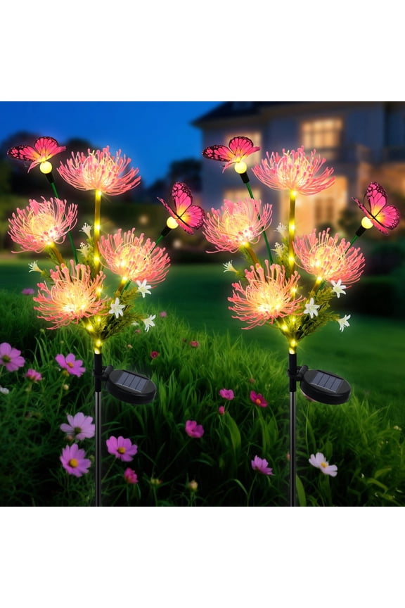 Solar Garden Lights Flower Butterfly Waterproof Solar Powered LED Outdoor Decorative 2 Pack