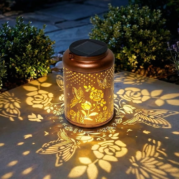 Ninonly Butterfly Solar Lanterns Hollow Out Hanging Waterproof Outdoor LED 1-Pack
