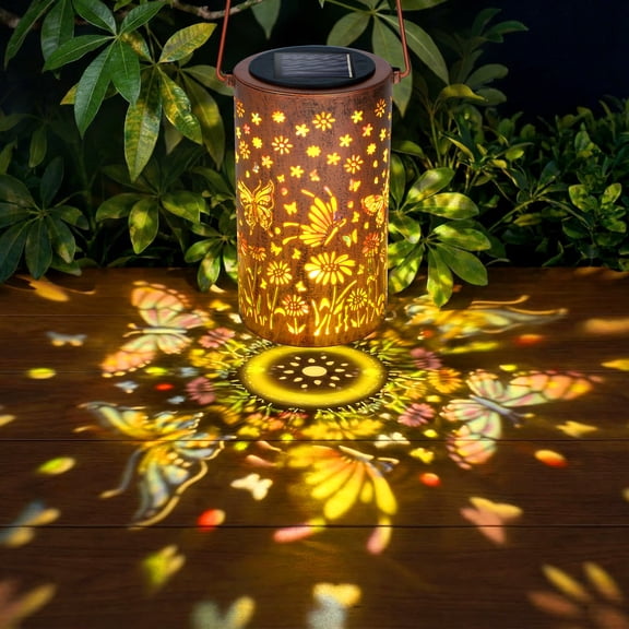 Ninonly Solar Lanterns Outdoor, Colorful Butterfly Solar Hanging Lights Waterproof Outdoor Garden Decor, Hollow Out Solar Powered Light for Patio Yard Pathway, Women Gifts for Mother's Day Birthday