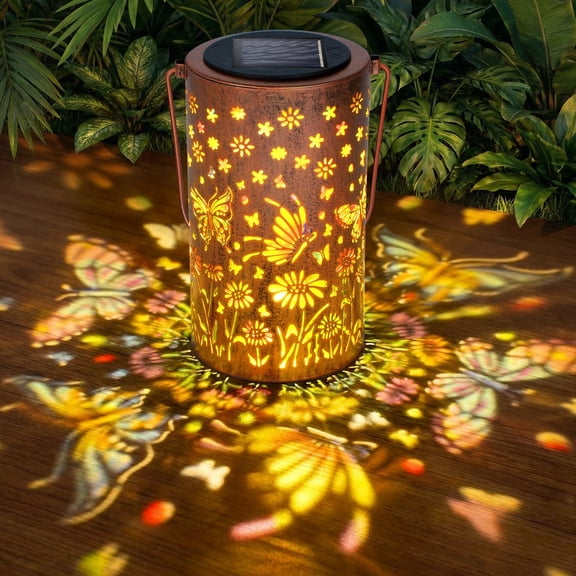 Ninonly Solar Lanterns Outdoor, Colorful Butterfly Solar Hanging Lights Waterproof Outdoor Garden Decor, Hollow Out Solar Powered Light for Patio Yard Pathway, Women Gifts for Mother's Day Birthday