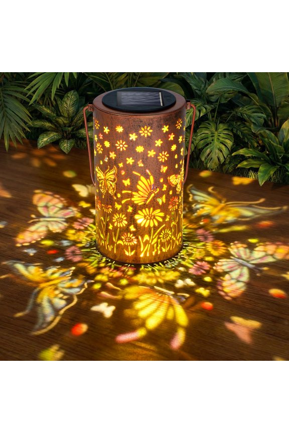 Solar Lanterns Outdoor, Colorful Butterfly Solar Hanging Lights Waterproof Outdoor Garden Decor, Hollow Out Solar Powered Light for Patio Yard Pathway, Women Gifts for Mother's Day Birthday