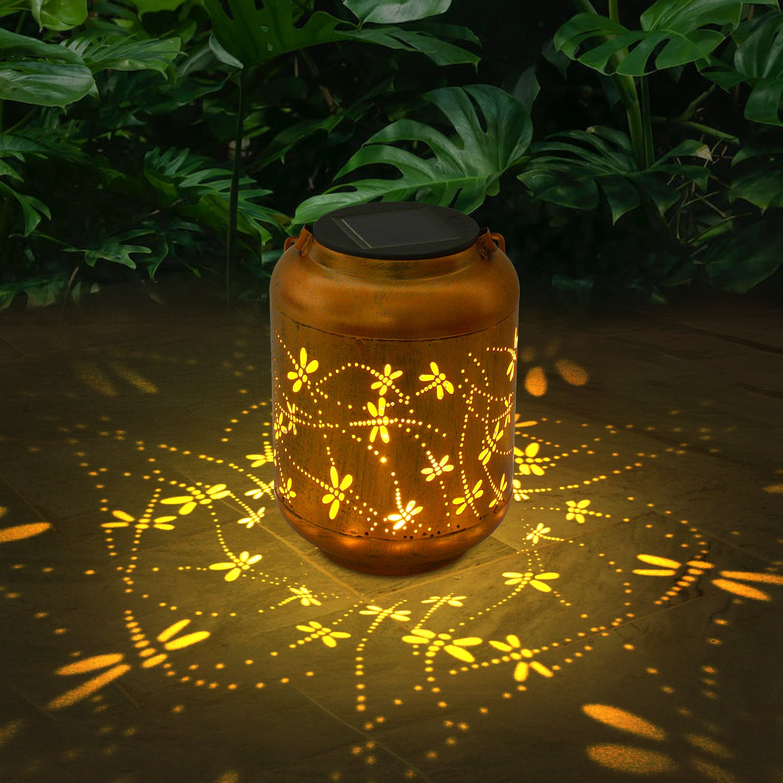 Ninonly Solar Lanterns Outdoor, Dragonfly Hollowed-Out Metal Hanging Solar Light, LED Waterproof Solar Garden Lights for Patio, Yard, Pathway, Backyard, Landscape Decoration