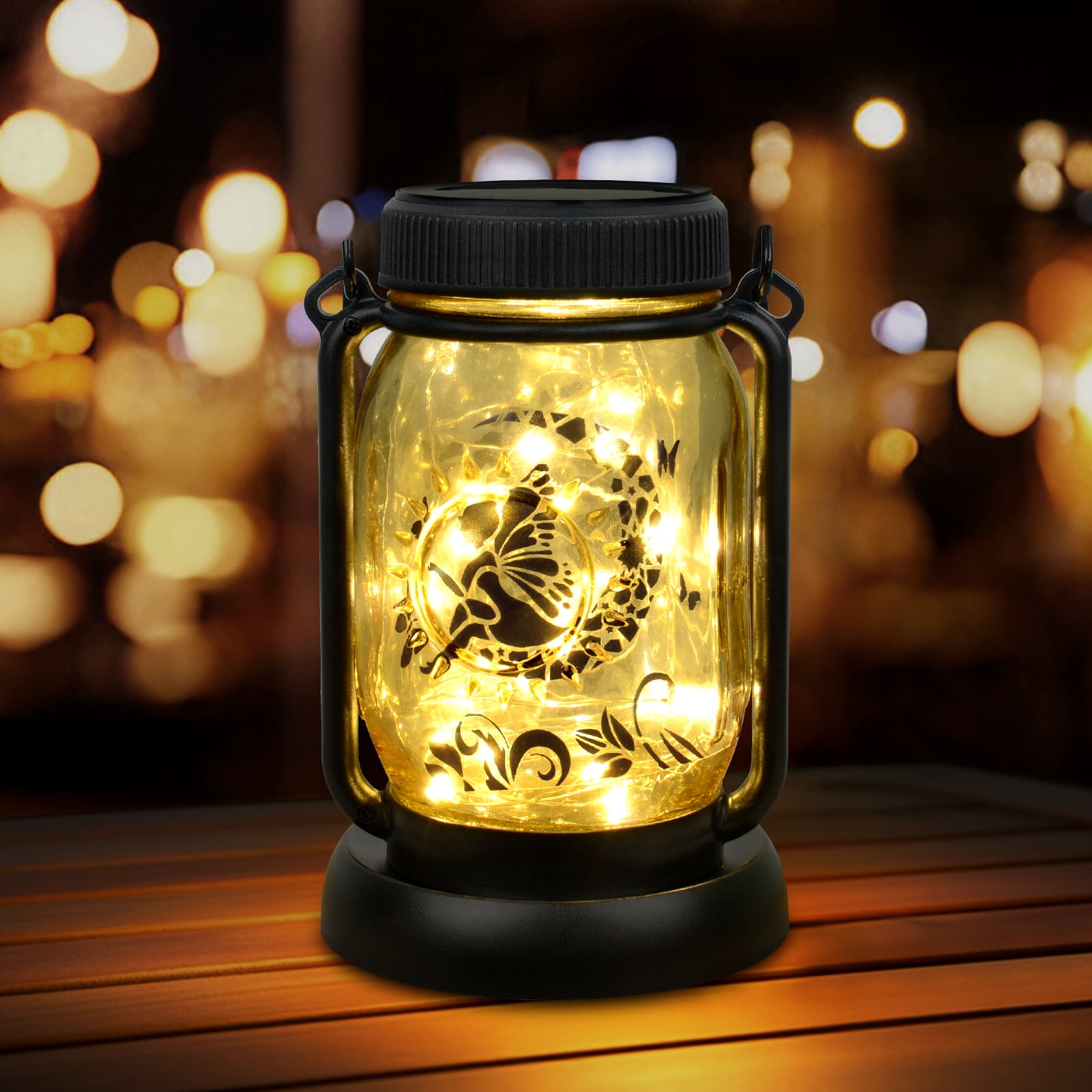 Ninonly Solar Fairy Lantern, 3 in 1 Solar Mason Jar Lights, Waterproof Solar Garden Lights, Hanging Solar Lantern with Stakes for Garden, Yard, Patio, Lawn, Tabletop Decor
