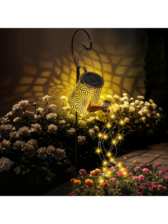 Solar Watering Can Lights Retro Metal Waterproof LED Outdoor Hanging 1 Pack