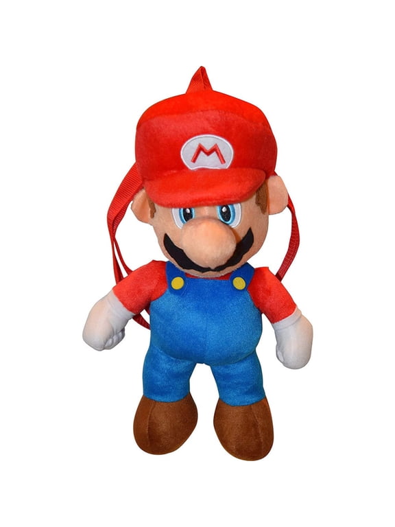 2328549 Super Mario Mario Plush Backpack, Red, Blue & Brown - Case of 12