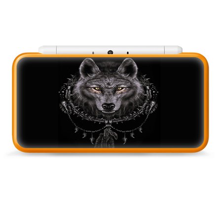 Nintendo 2DS XL Skin Decal Vinyl Wrap - Wolf dreamcatcher back white