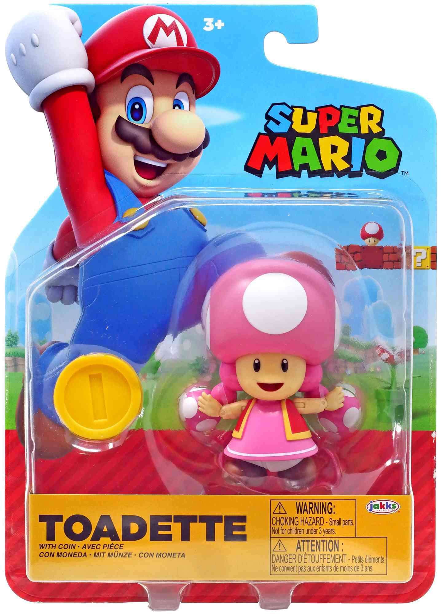 Nintendo 4" Action Figure Toadette with Coin Accessory for Child Ages 3+