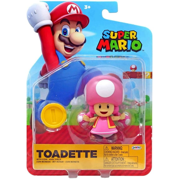 Nintendo 4" Action Figure Toadette with Coin Accessory for Child Ages 3+