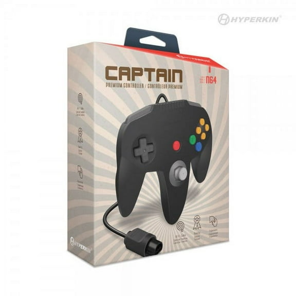 Nintendo 64 Captain Premium Controller For N64 (Black) - Hyperkin