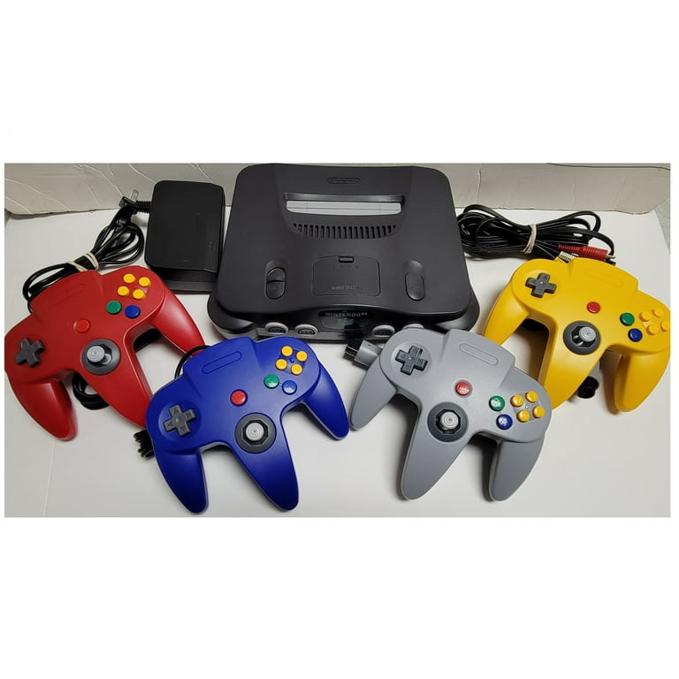 NINTENDO 64 - Nintendo64 ブラック 4人で遊べるセット 任天堂 ニンテンドー64 本体 コントローラー4個付 すぐ遊べる