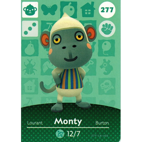 Nintendo Animal Crossing Happy Home Designer Amiibo Card Monty 277/300 USA Version