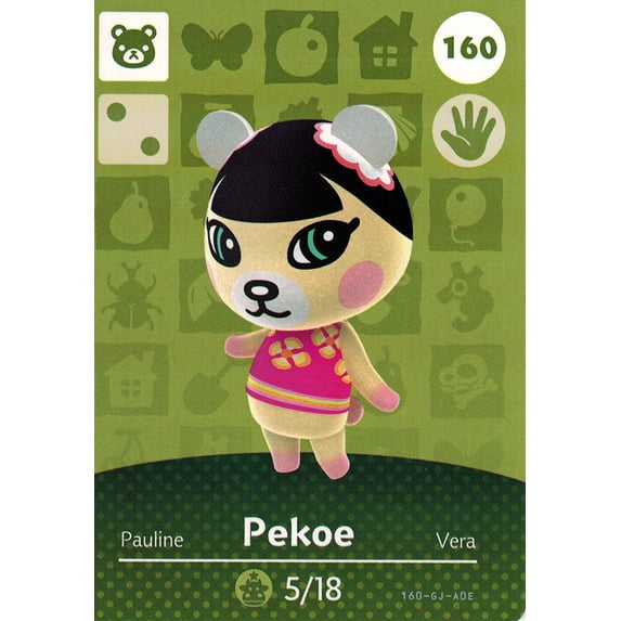 Nintendo Animal Crossing Happy Home Designer Amiibo Card Pekoe 160/200 USA Version