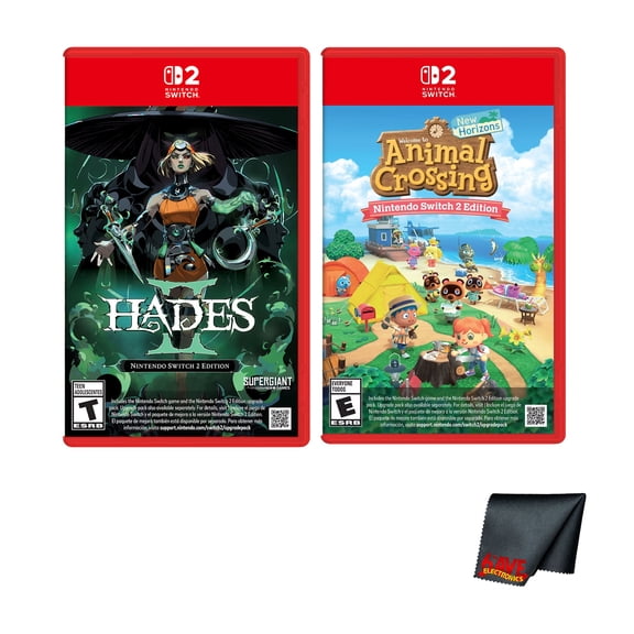 Nintendo Animal Crossing New Horizons - Nintendo Switch 2 Edition + Hades II - Nintendo Switch 2 Edition + Microfiber Cleaning Cloth